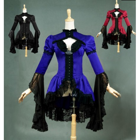 L1 Custom Made to order Satin&Lace Lolita Shirt blouse jacket Regular Size XS S M L XL & Plus size  1x-10x (SZ16-52 ）